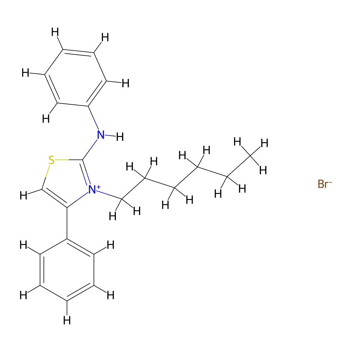 3-Hexyl-4-phenyl-2-(phenylamino)thiazol-3-ium bromide molecular structure, CAS 291536-79-3