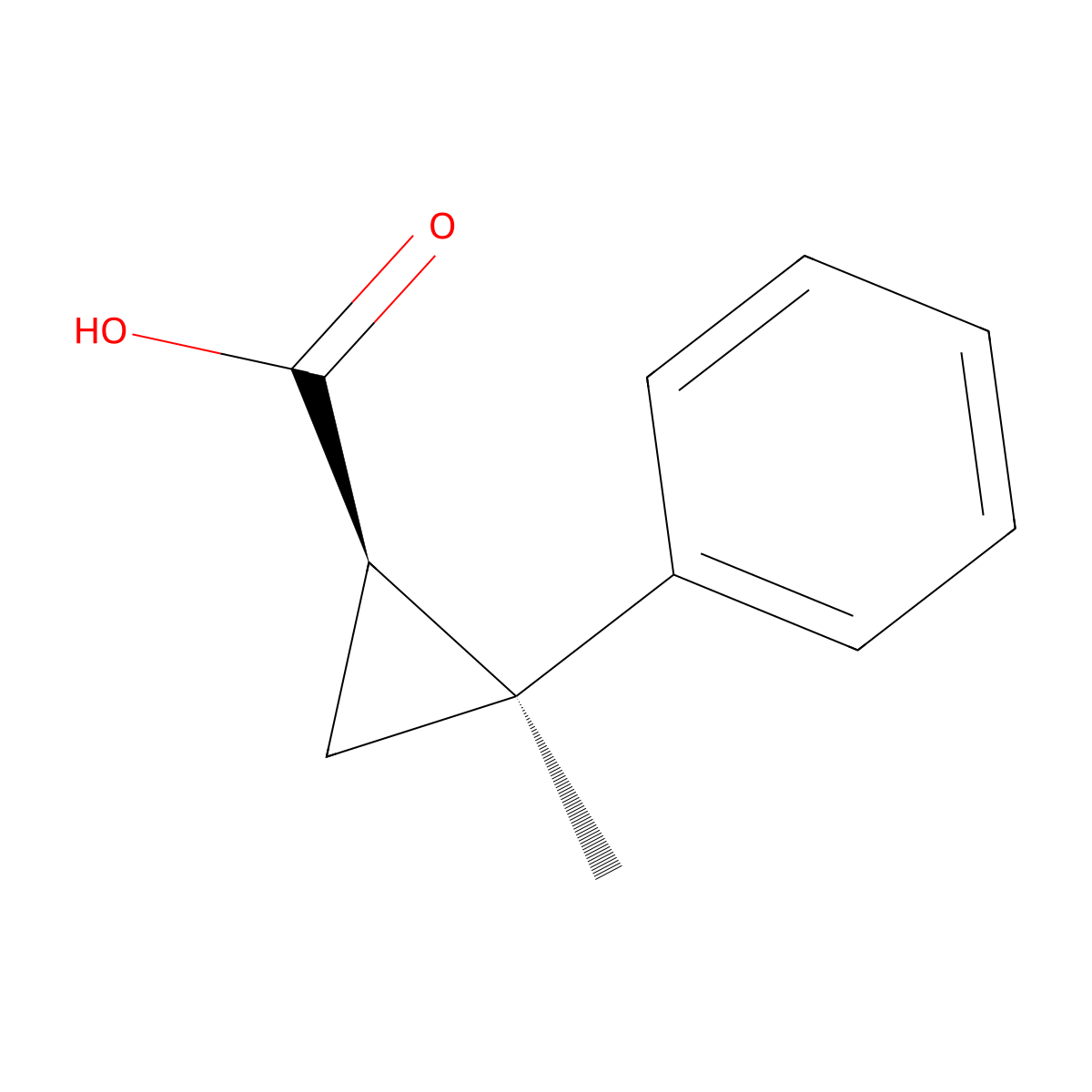 (1R,2S)-2-methyl-2-phenylcyclopropane-1-carboxylic acid molecular structure, CAS 29161-90-8