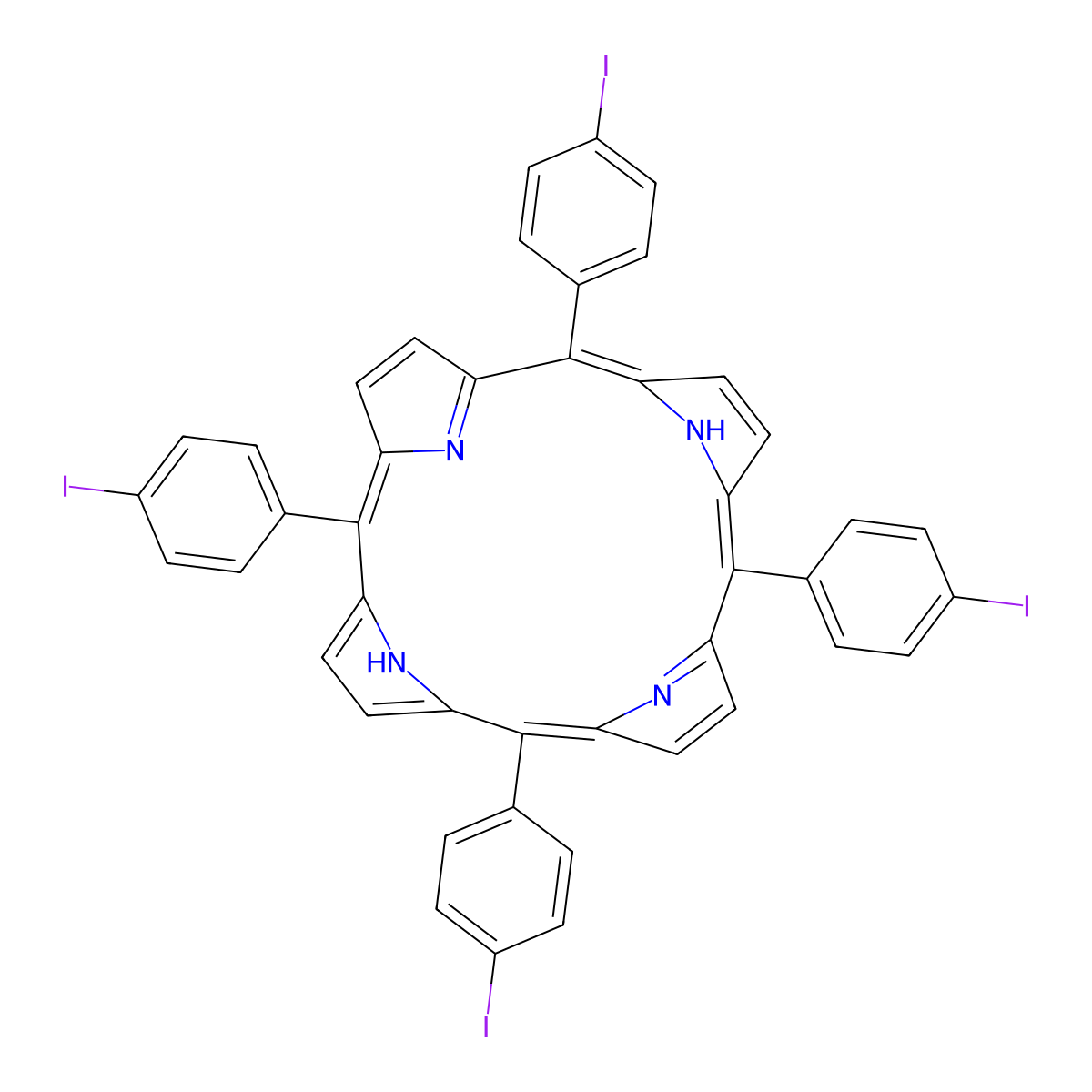 5,10,15,20-Tetrakis(4-iodophenyl)porphyrin molecular structure, CAS 29162-74-1