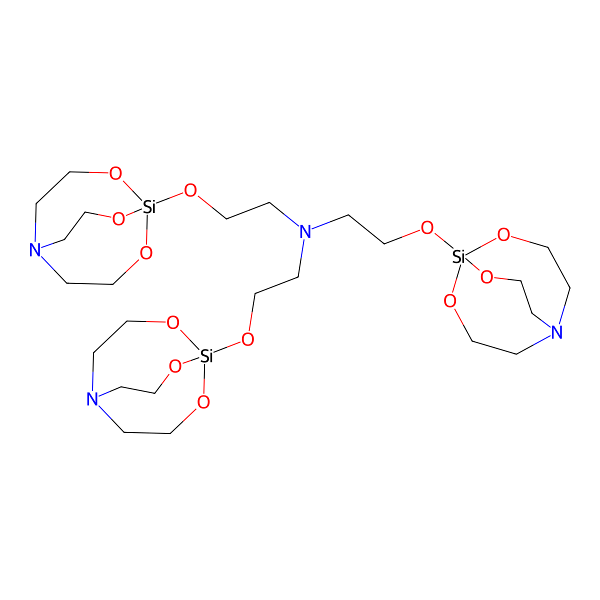 Ethanamine, 2-(2,8,9-trioxa-5-aza-1-silabicyclo[3.3.3]undec-1-yloxy)-N,N-bis[2-(2,8,9-trioxa-5-aza-1-silabicyclo[3.3.3]undec-1-yloxy)ethyl]- molecular structure, CAS 29167-65-5