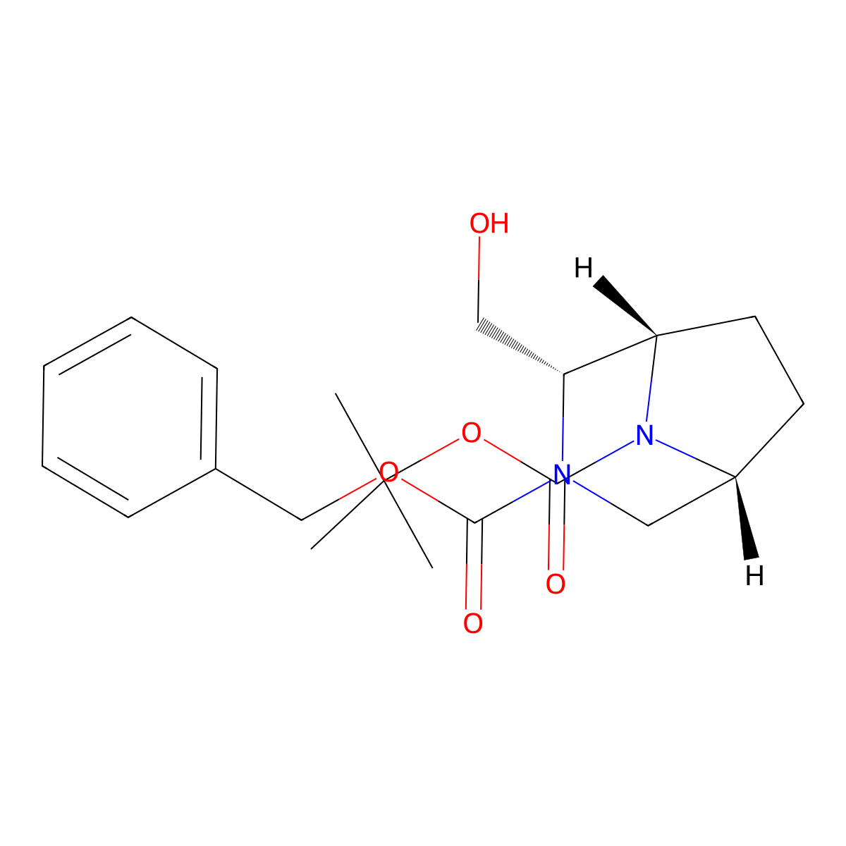 O3-benzyl O8-tert-butyl (1S,2S,5R)-2-(hydroxymethyl)-3,8-diazabicyclo[3.2.1]octane-3,8-dicarboxylate molecular structure, CAS 2916865-92-2