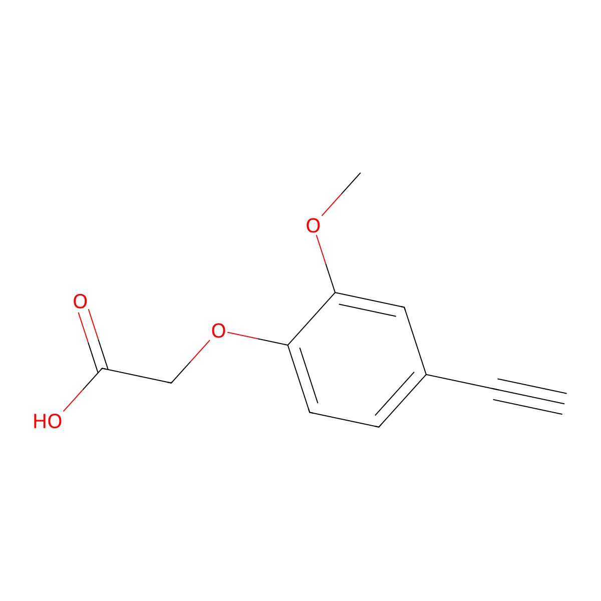 2-(4-Ethynyl-2-methoxyphenoxy)acetic acid molecular structure, CAS 29171-46-8