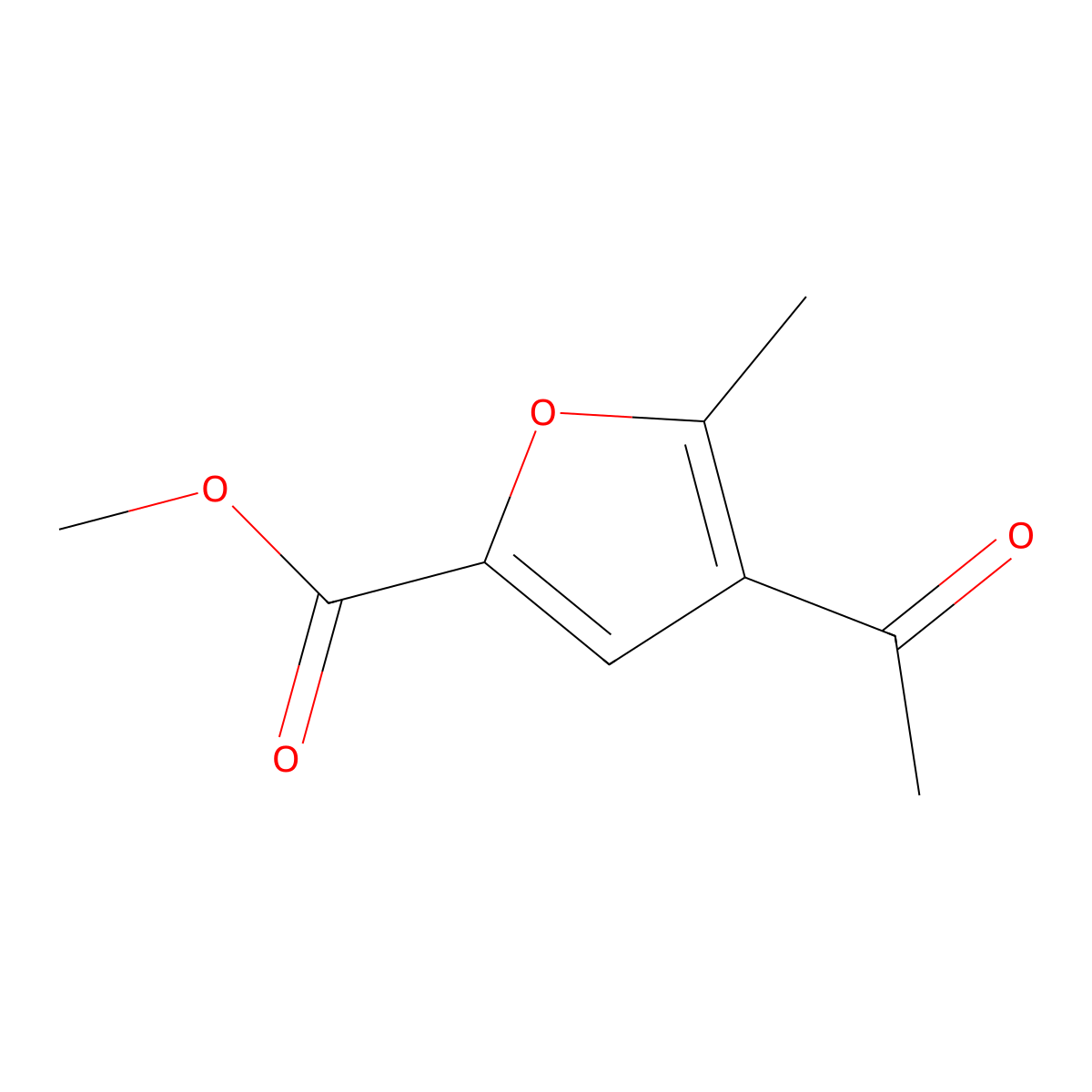 Methyl 4-acetyl-5-methylfuran-2-carboxylate molecular structure, CAS 29172-10-9