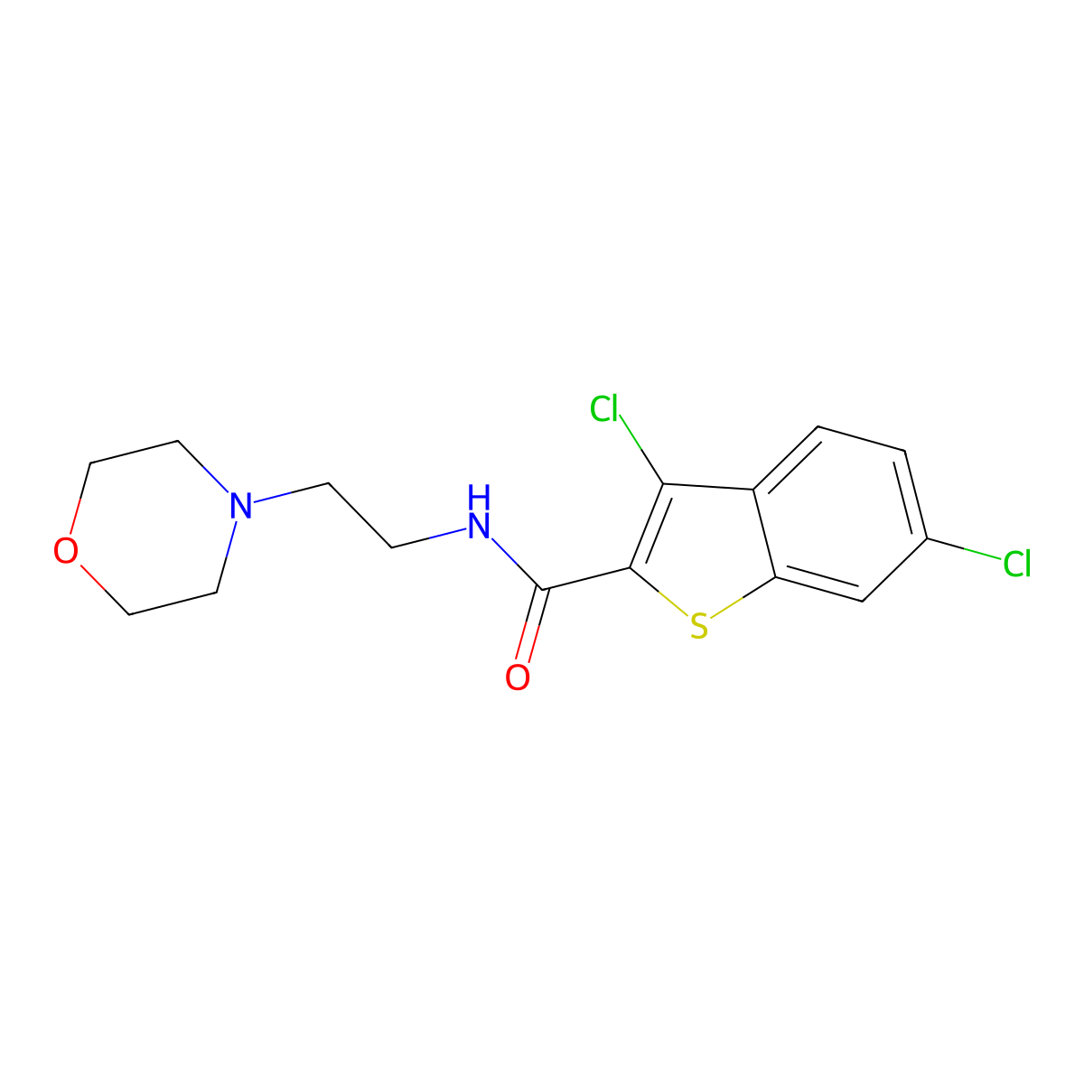 3,6-dichloro-N-(2-morpholinoethyl)benzo[b]thiophene-2-carboxamide molecular structure, CAS 29174-84-3