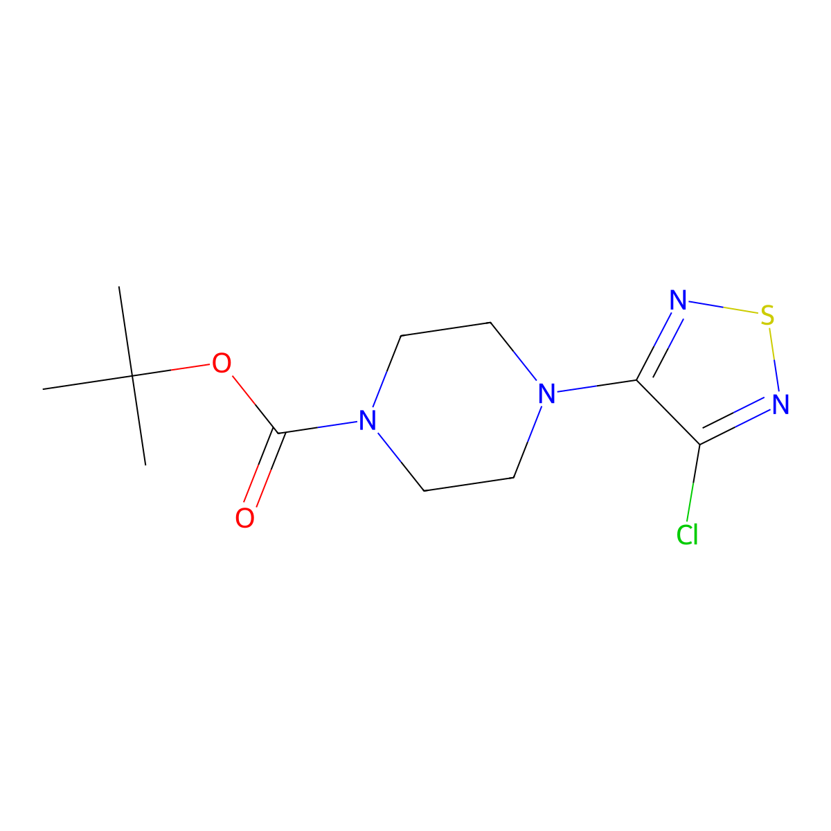 Tert-butyl 4-(4-chloro-1,2,5-thiadiazol-3-yl)piperazine-1-carboxylate molecular structure, CAS 291748-19-1