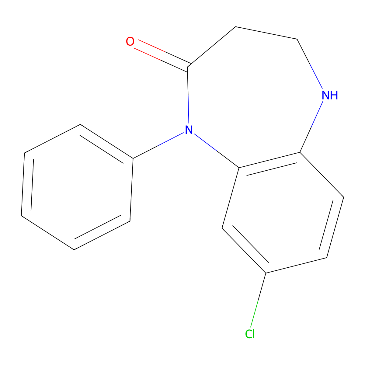 8-chloro-1-phenyl-2,3,4,5-tetrahydro-1H-1,5-benzodiazepin-2-one molecular structure, CAS 29176-29-2