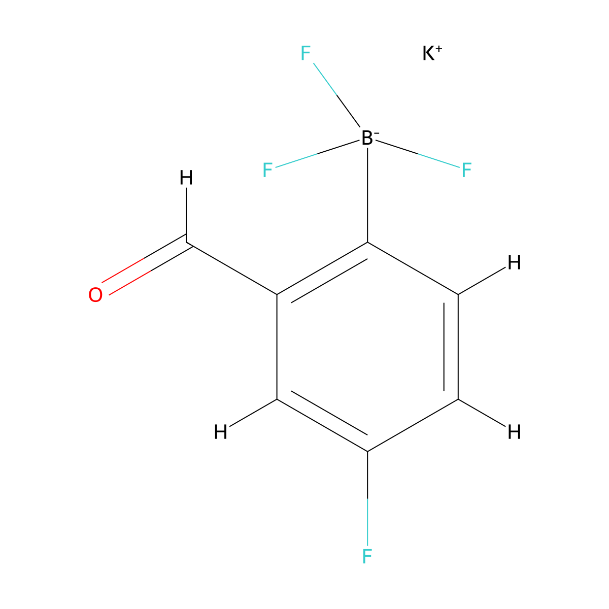 Potassium trifluoro(4-fluoro-2-formylphenyl)boranuide molecular structure, CAS 2917651-60-4