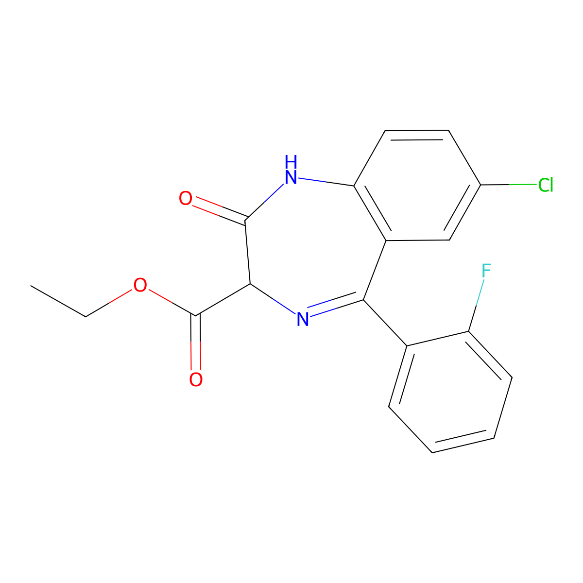 Ethyl Loflazepate molecular structure, CAS 29177-84-2