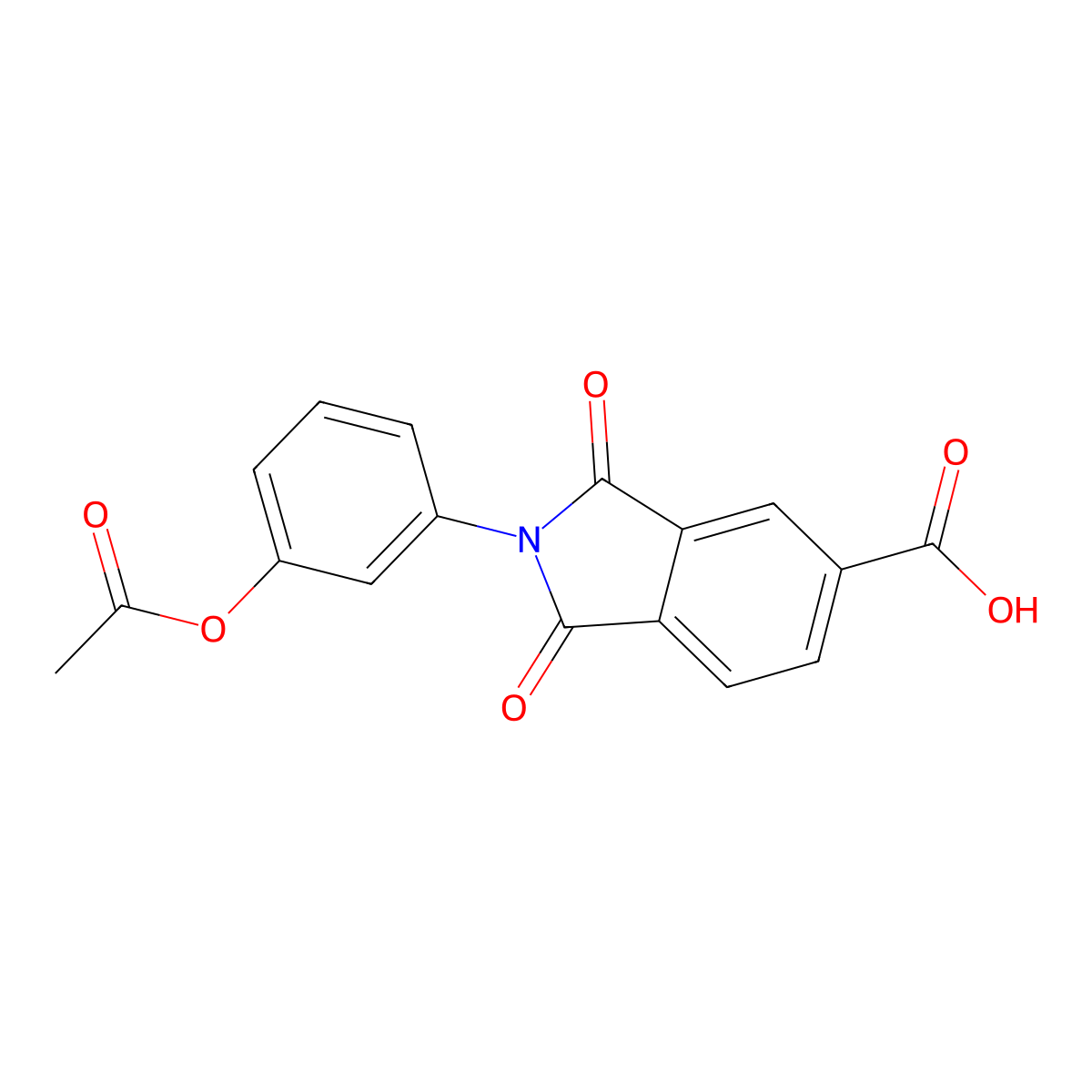 2-(3-Acetoxyphenyl)-1,3-dioxoisoindoline-5-carboxylic acid molecular structure, CAS 29178-65-2