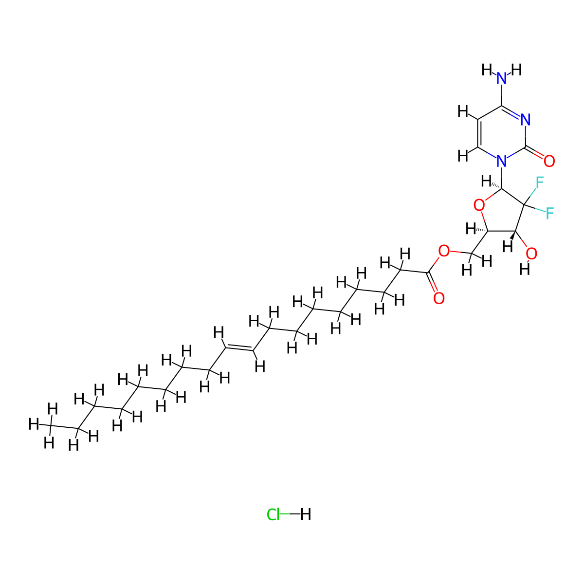 Gemcitabine elaidate hydrochloride molecular structure, CAS 2918768-08-6