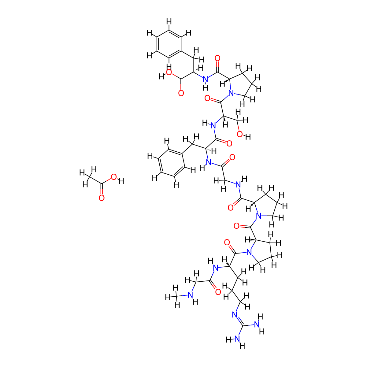 Sar-[D-Phe8]-des-Arg9-Bradykinin acetate molecular structure, CAS 2918768-32-6