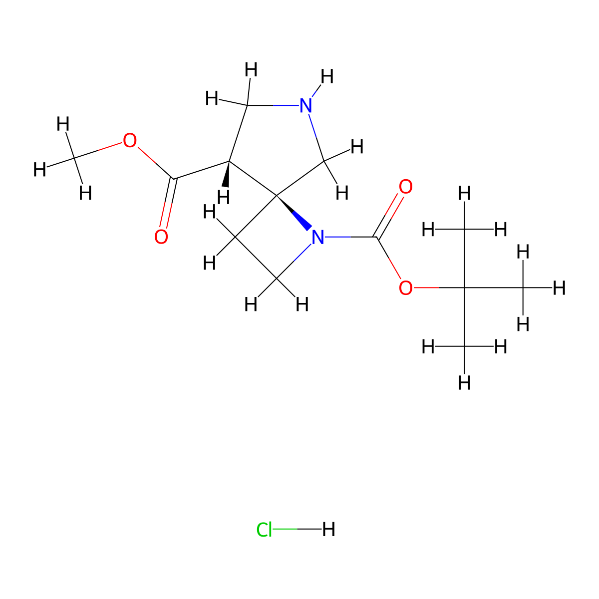 rac-1-tert-butyl8-methyl(4R,8S)-1,6-diazaspiro[3.4]octane-1,8-dicarboxylatehydrochloride molecular structure, CAS 2918773-88-1