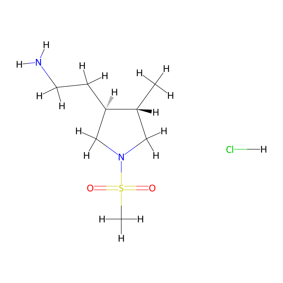 rac-2-[(3R,4R)-1-methanesulfonyl-4-methylpyrrolidin-3-yl]ethan-1-aminehydrochloride molecular structure, CAS 2918774-03-3