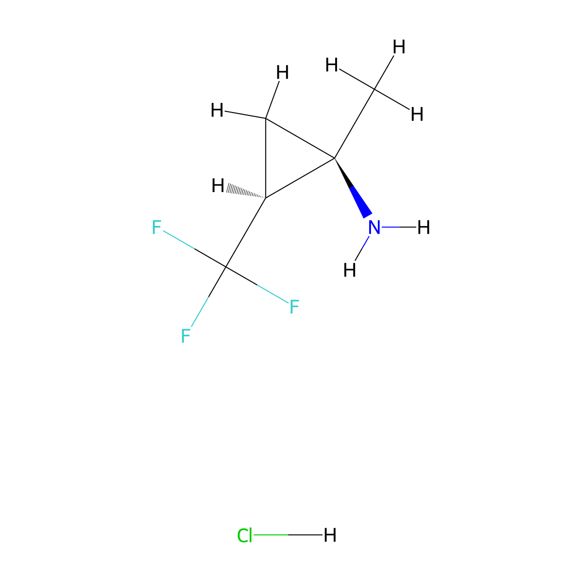 rac-(1R,2S)-1-methyl-2-(trifluoromethyl)cyclopropan-1-amine hydrochloride molecular structure, CAS 2918774-22-6