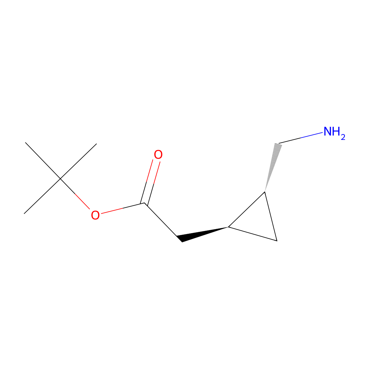 rac-tert-butyl 2-[(1R,2S)-2-(aminomethyl)cyclopropyl]acetate molecular structure, CAS 2918774-62-4