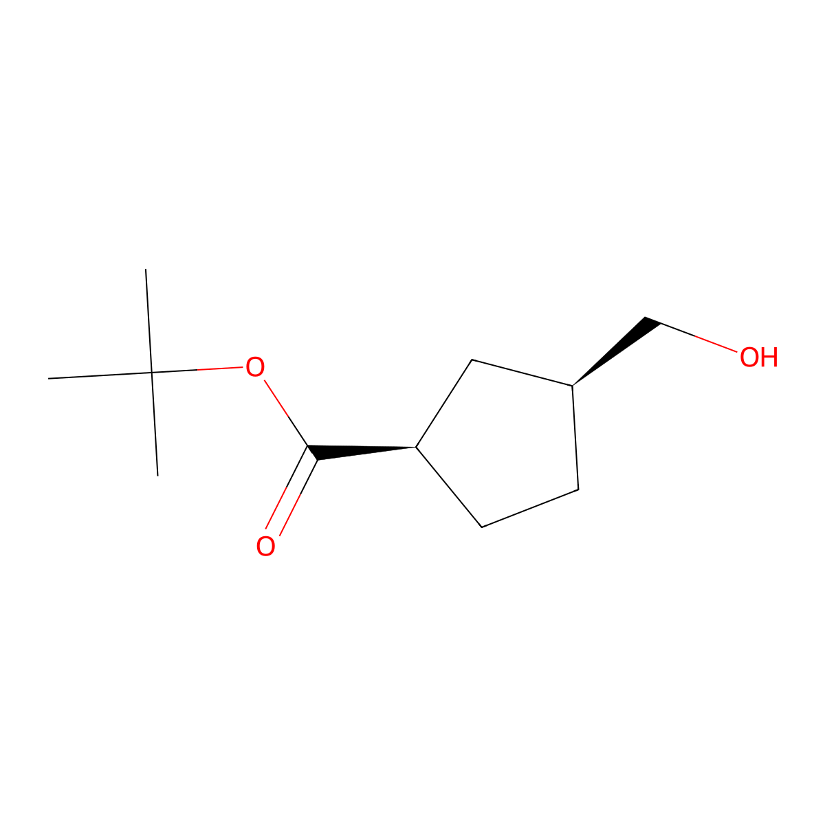 rac-tert-butyl (1R,3S)-3-(hydroxymethyl)cyclopentane-1-carboxylate molecular structure, CAS 2918774-68-0