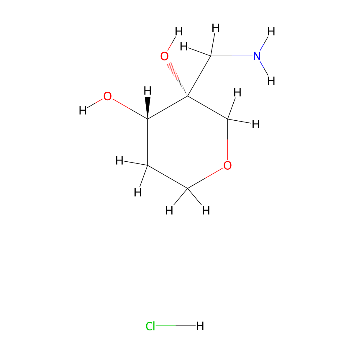 rac-(3R,4S)-3-(aminomethyl)oxane-3,4-diol hydrochloride molecular structure, CAS 2918774-79-3