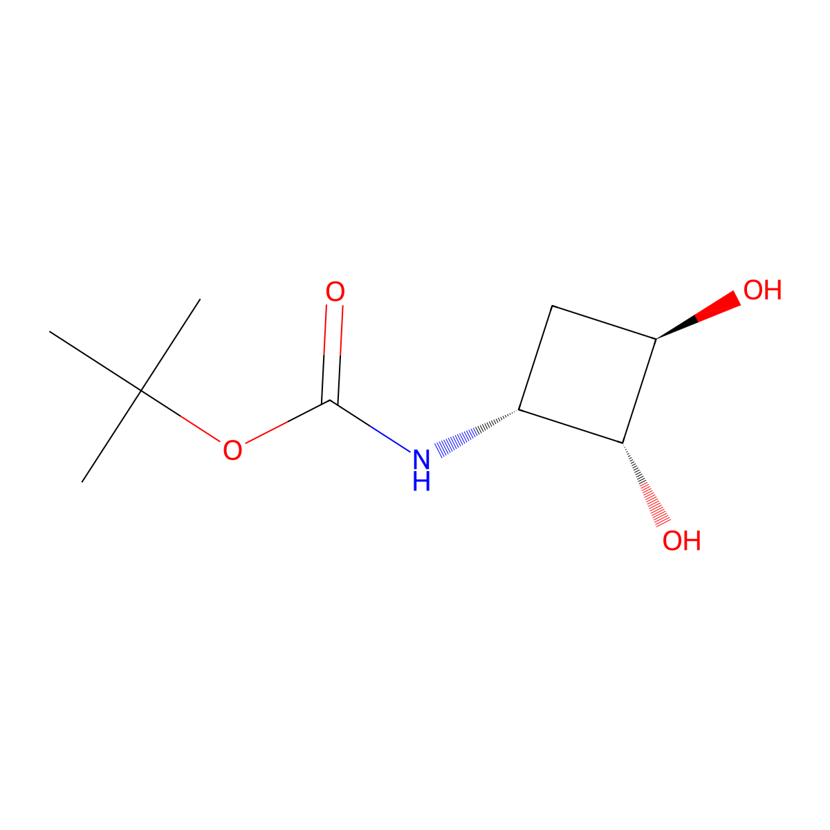 rac-tert-butyl N-[(1R,2R,3R)-2,3-dihydroxycyclobutyl]carbamate molecular structure, CAS 2918774-82-8
