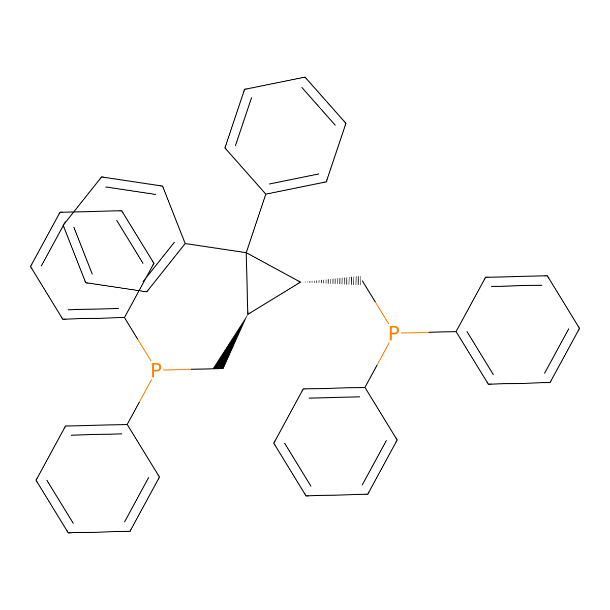 (((1R,2R)-3,3-Diphenylcyclopropane-1,2-diyl)bis(methylene))bis(diphenylphosphine) molecular structure, CAS 2918774-86-2