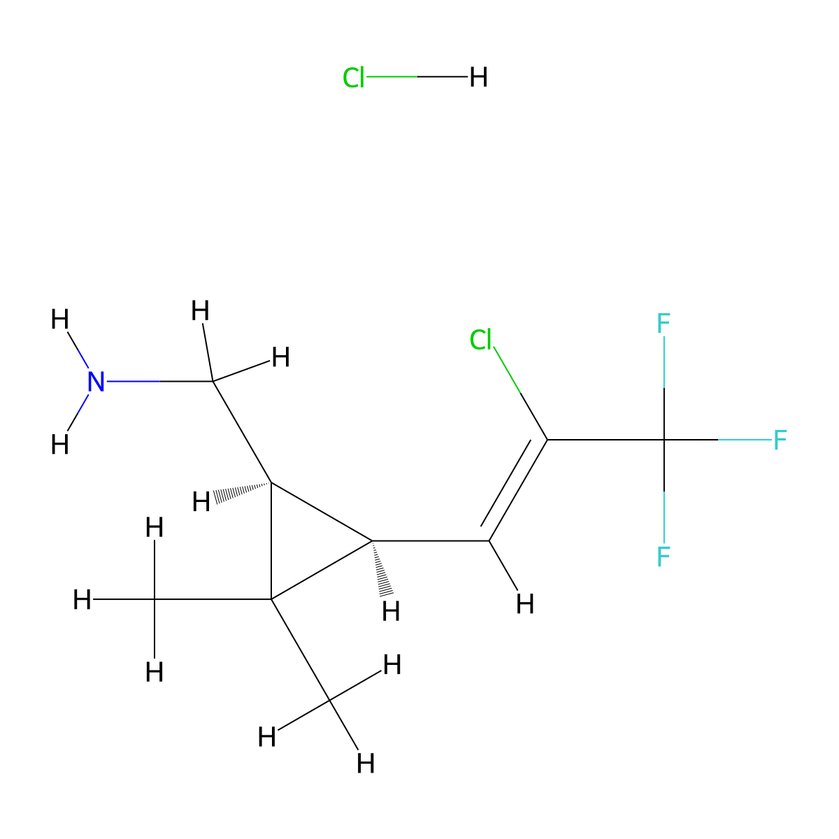 rac-1-[(1R,3R)-3-[(1Z)-2-chloro-3,3,3-trifluoroprop-1-en-1-yl]-2,2-dimethylcyclopropyl]methanamine hydrochloride molecular structure, CAS 2918774-90-8