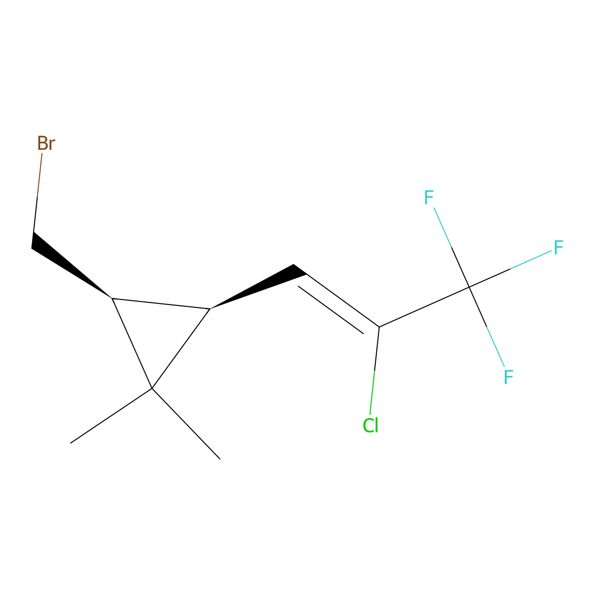 rac-(2R,3S)-2-(bromomethyl)-3-[(1Z)-2-chloro-3,3,3-trifluoroprop-1-en-1-yl]-1,1-dimethylcyclopropane molecular structure, CAS 2918774-92-0
