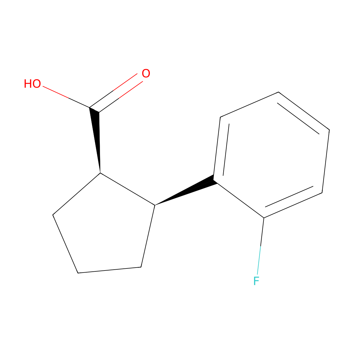 rac-(1R,2S)-2-(2-fluorophenyl)cyclopentane-1-carboxylic acid molecular structure, CAS 2918775-09-2