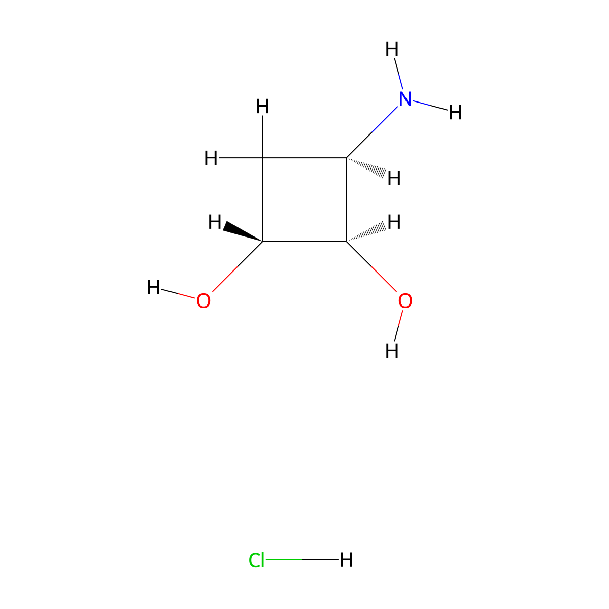 rac-(1R,2R,3R)-3-aminocyclobutane-1,2-diolhydrochloride molecular structure, CAS 2918775-18-3