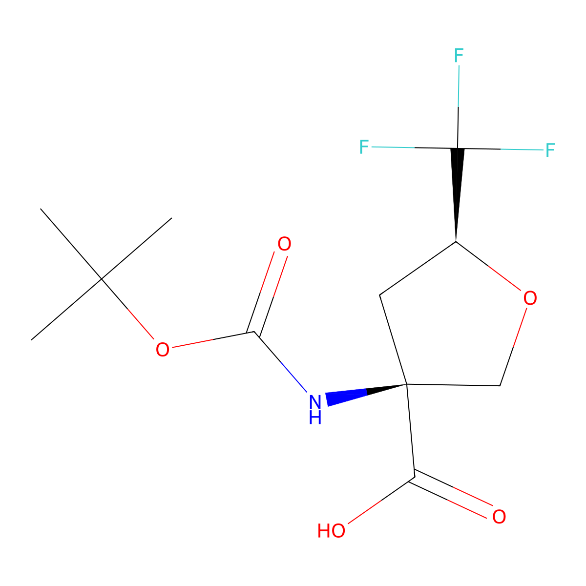 rac-(3R,5R)-3-{[(tert-butoxy)carbonyl]amino}-5-(trifluoromethyl)oxolane-3-carboxylicacid molecular structure, CAS 2918775-22-9