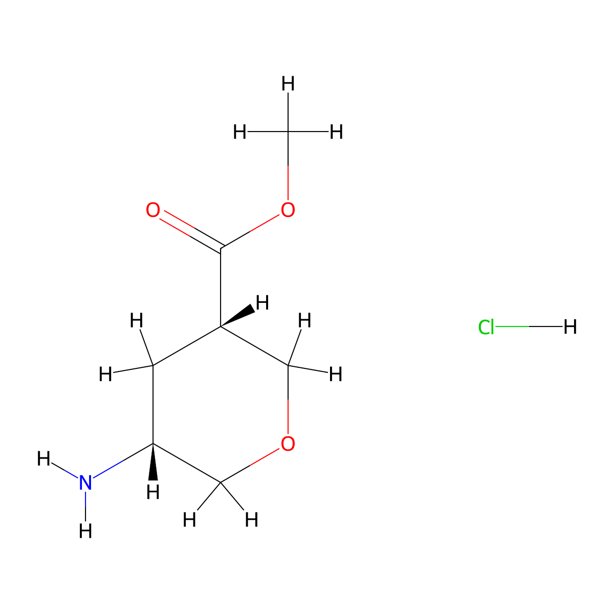 rac-methyl (3R,5S)-5-aminooxane-3-carboxylate hydrochloride molecular structure, CAS 2918775-25-2