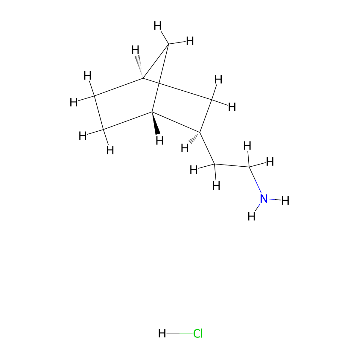 rac-2-[(1R,2S,4S)-bicyclo[2.2.1]heptan-2-yl]ethan-1-amine hydrochloride molecular structure, CAS 2918775-29-6