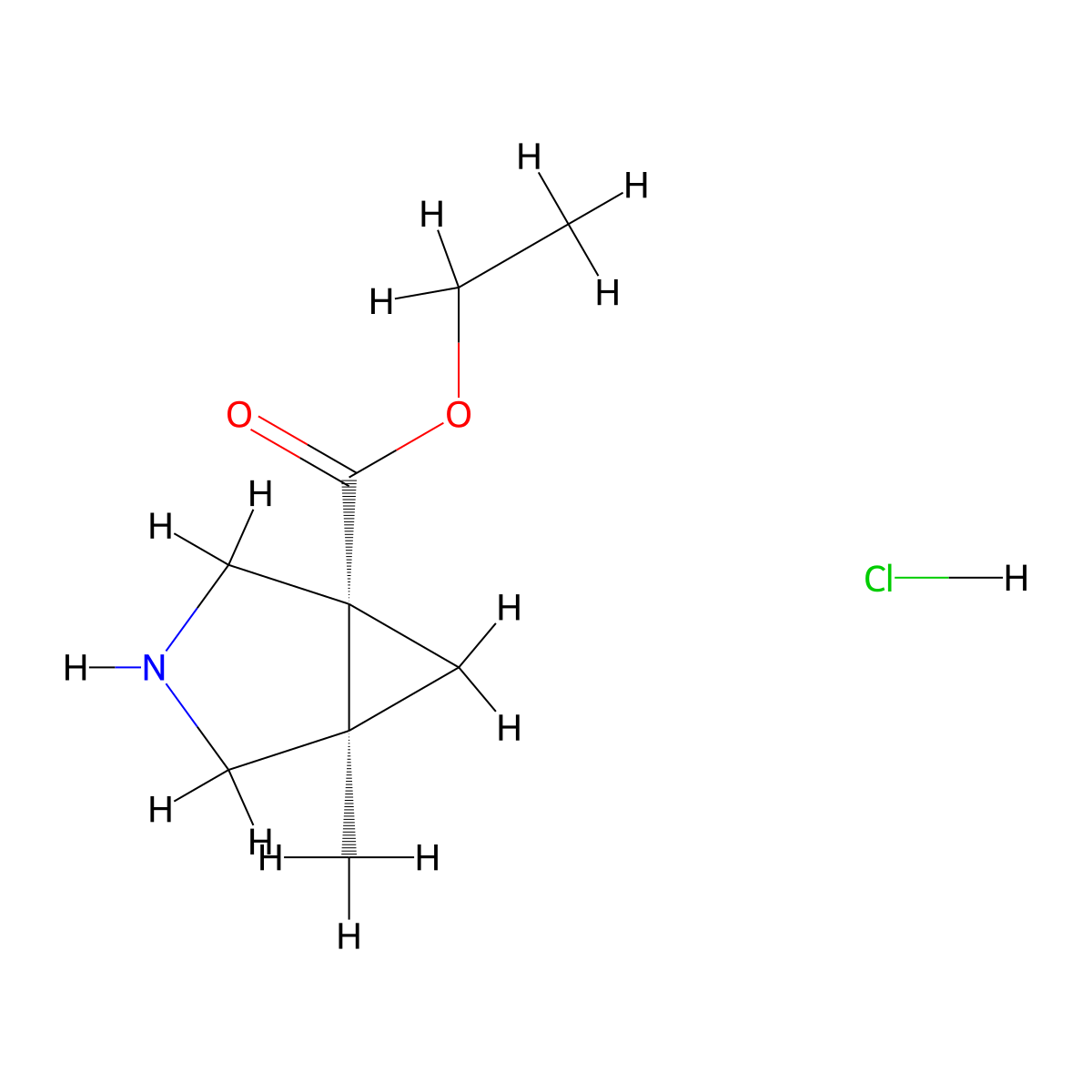 rac-ethyl (1R,5R)-5-methyl-3-azabicyclo[3.1.0]hexane-1-carboxylate hydrochloride molecular structure, CAS 2918775-40-1