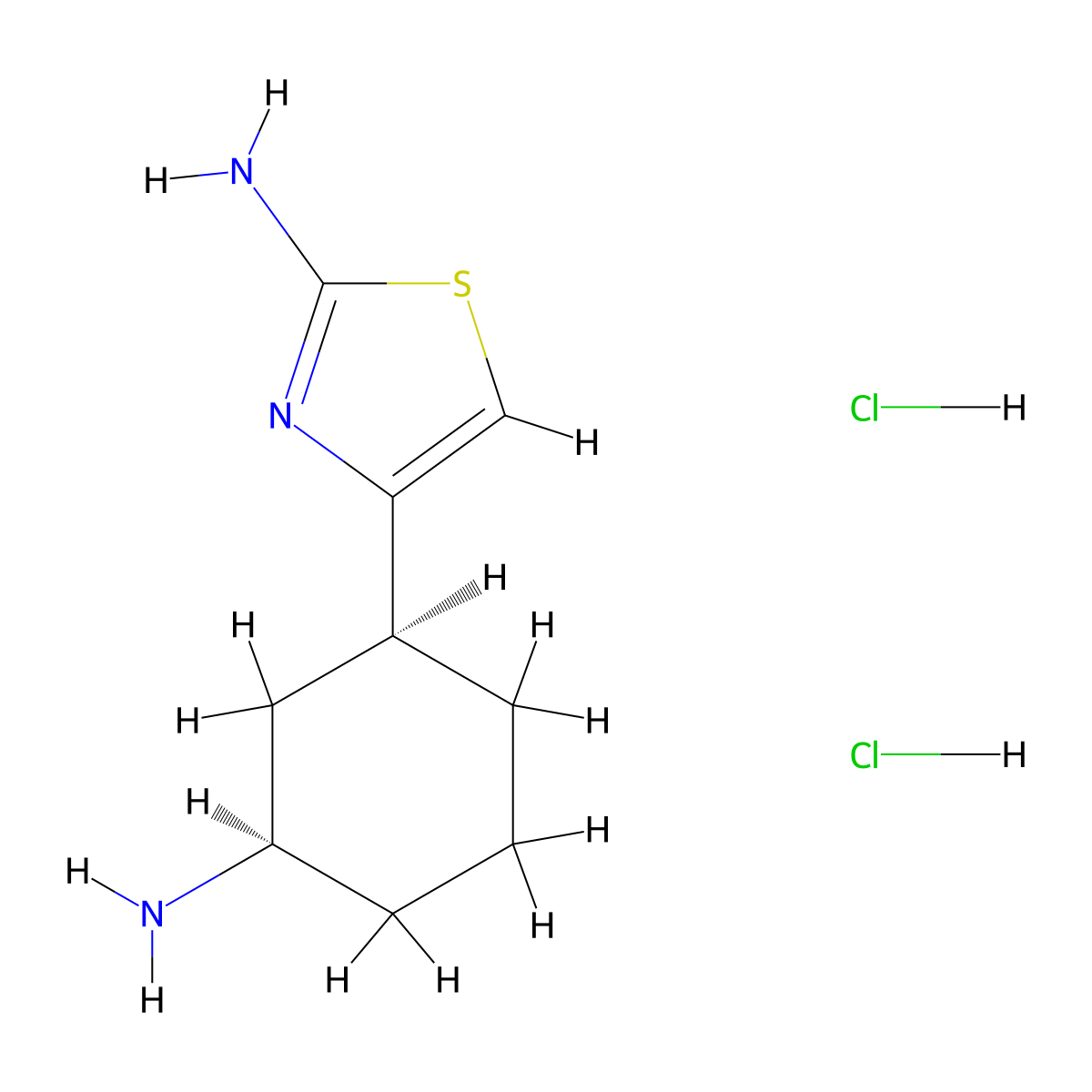 rac-4-[(1R,3S)-3-aminocyclohexyl]-1,3-thiazol-2-amine dihydrochloride molecular structure, CAS 2918775-42-3