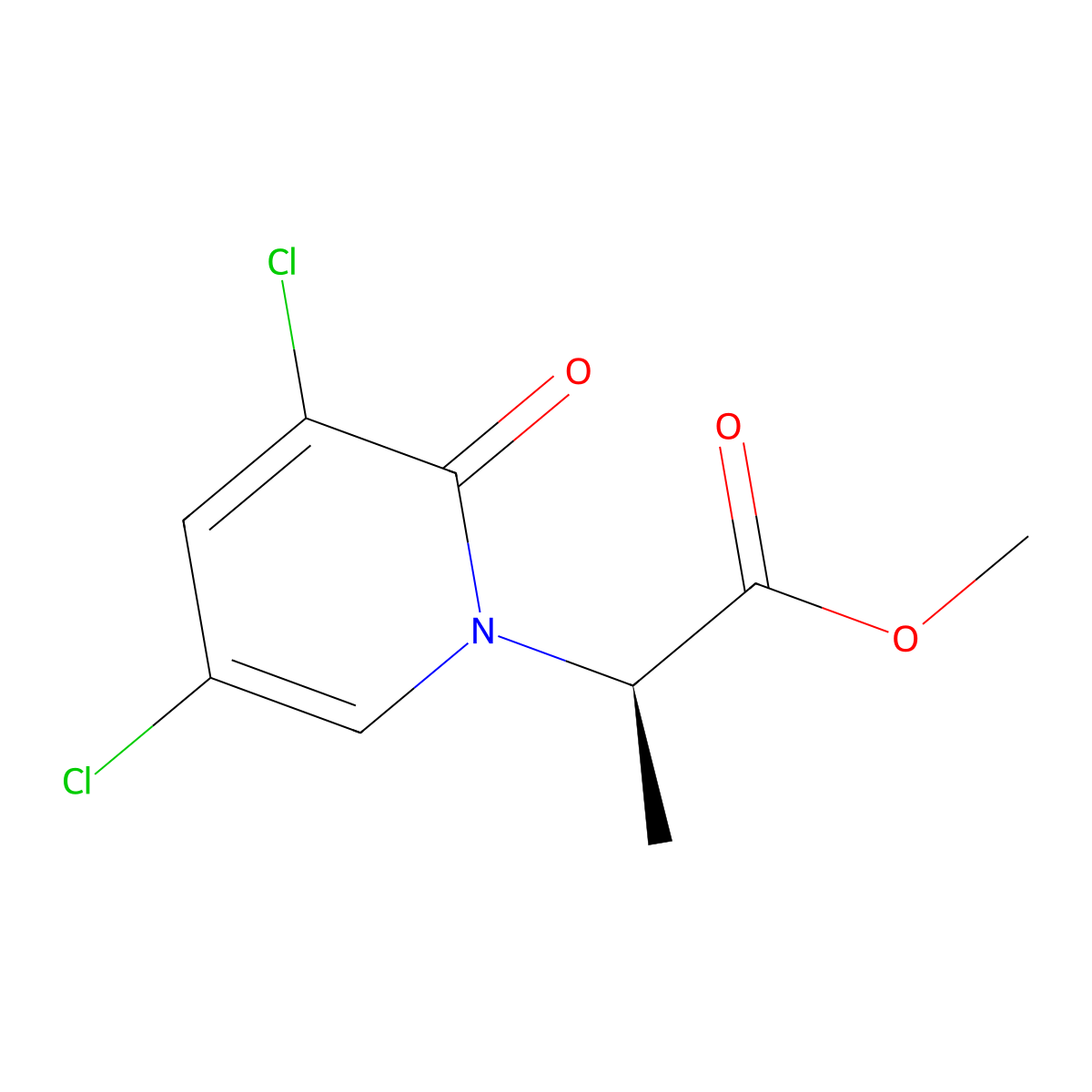 Methyl (R)-2-(3,5-dichloro-2-oxopyridin-1(2H)-YL)propanoate molecular structure, CAS 2918775-45-6