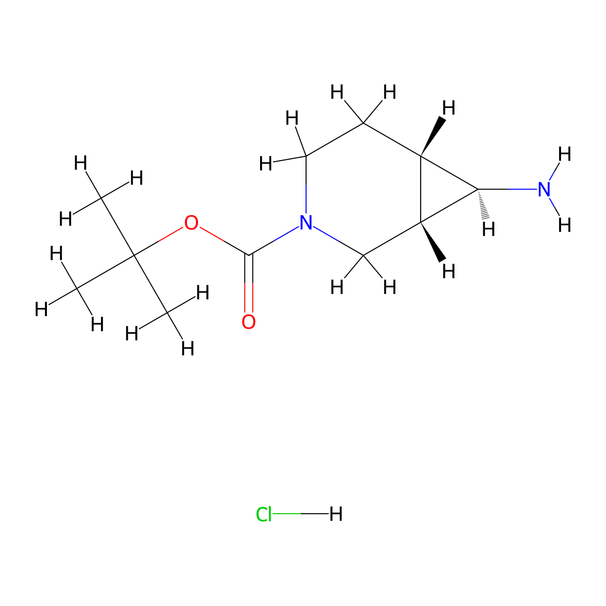 rac-tert-butyl (1R,6R,7S)-7-amino-3-azabicyclo[4.1.0]heptane-3-carboxylate hydrochloride molecular structure, CAS 2918775-47-8
