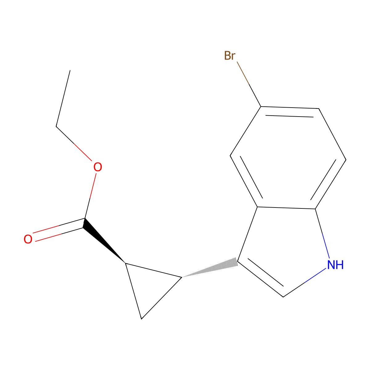 Ethyl trans-2-(5-Bromo-3-indolyl)cyclopropanecarboxylate molecular structure, CAS 2918775-50-3