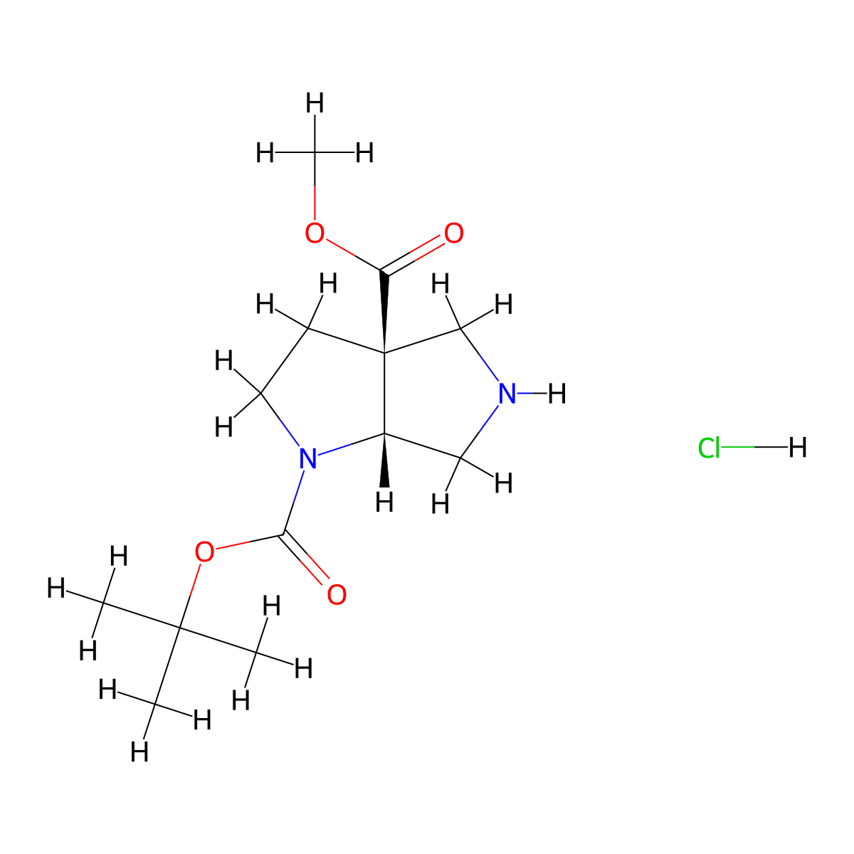 rac-1-tert-butyl 3a-methyl (3aR,6aS)-octahydropyrrolo[2,3-c]pyrrole-1,3a-dicarboxylate hydrochloride molecular structure, CAS 2918775-54-7