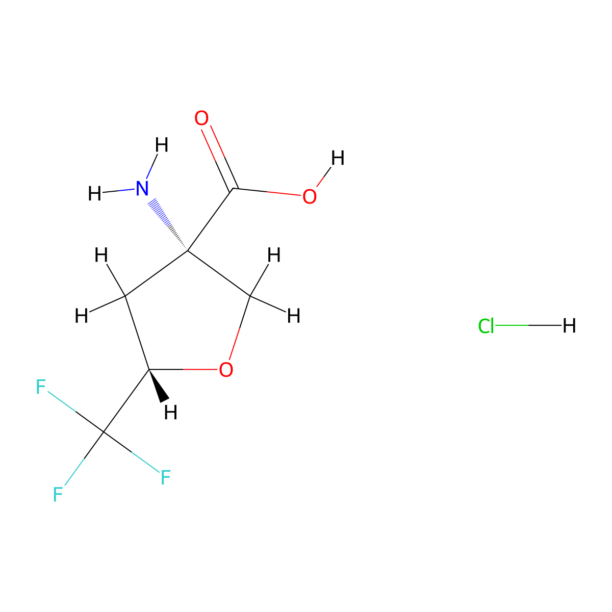 rac-(3R,5R)-3-amino-5-(trifluoromethyl)oxolane-3-carboxylic acid hydrochloride molecular structure, CAS 2918775-57-0