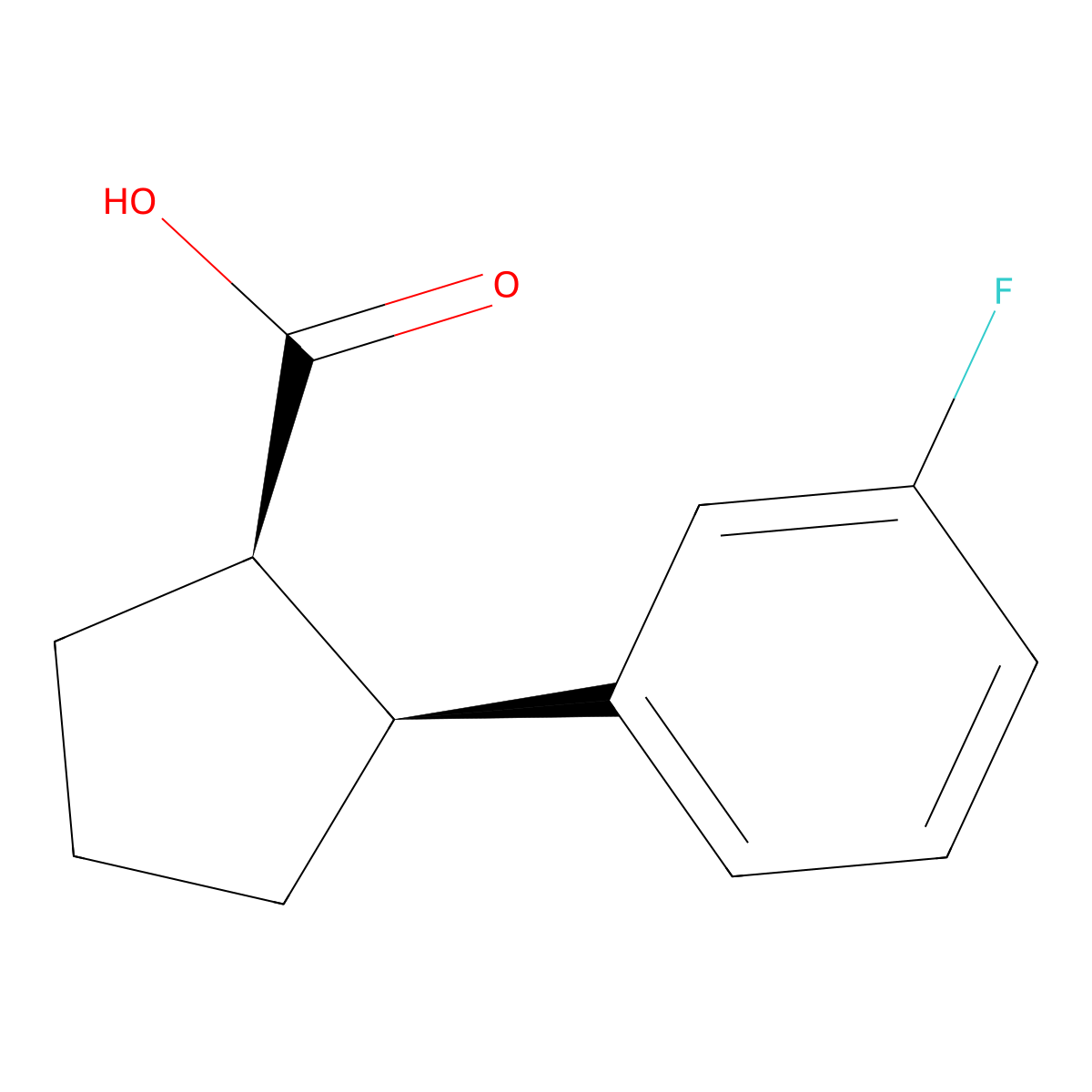 rac-(1R,2S)-2-(3-fluorophenyl)cyclopentane-1-carboxylicacid molecular structure, CAS 2918775-65-0