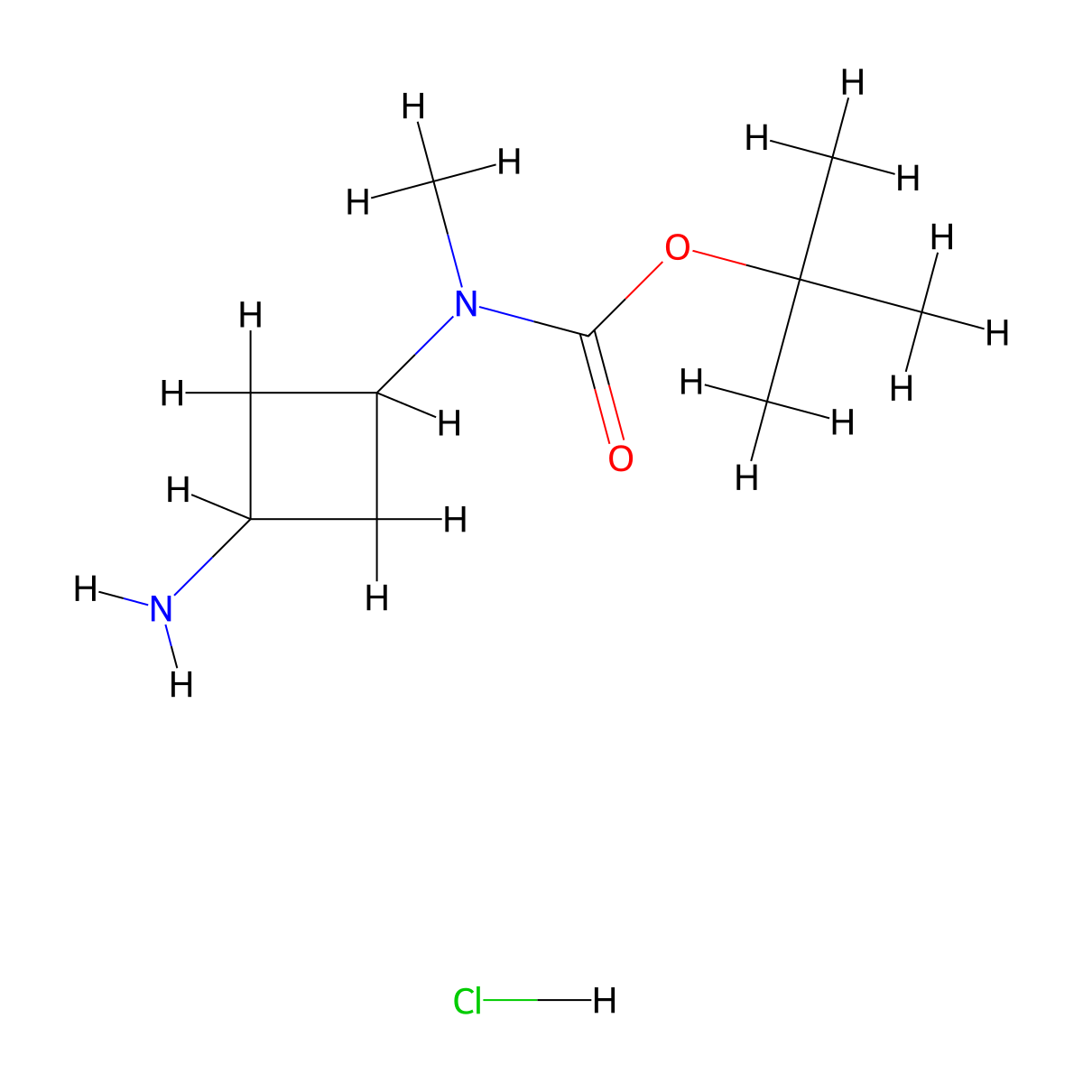 tert-butyl trans-N-(3-aminocyclobutyl)-N-methyl-carbamate;hydrochloride molecular structure, CAS 2918775-66-1