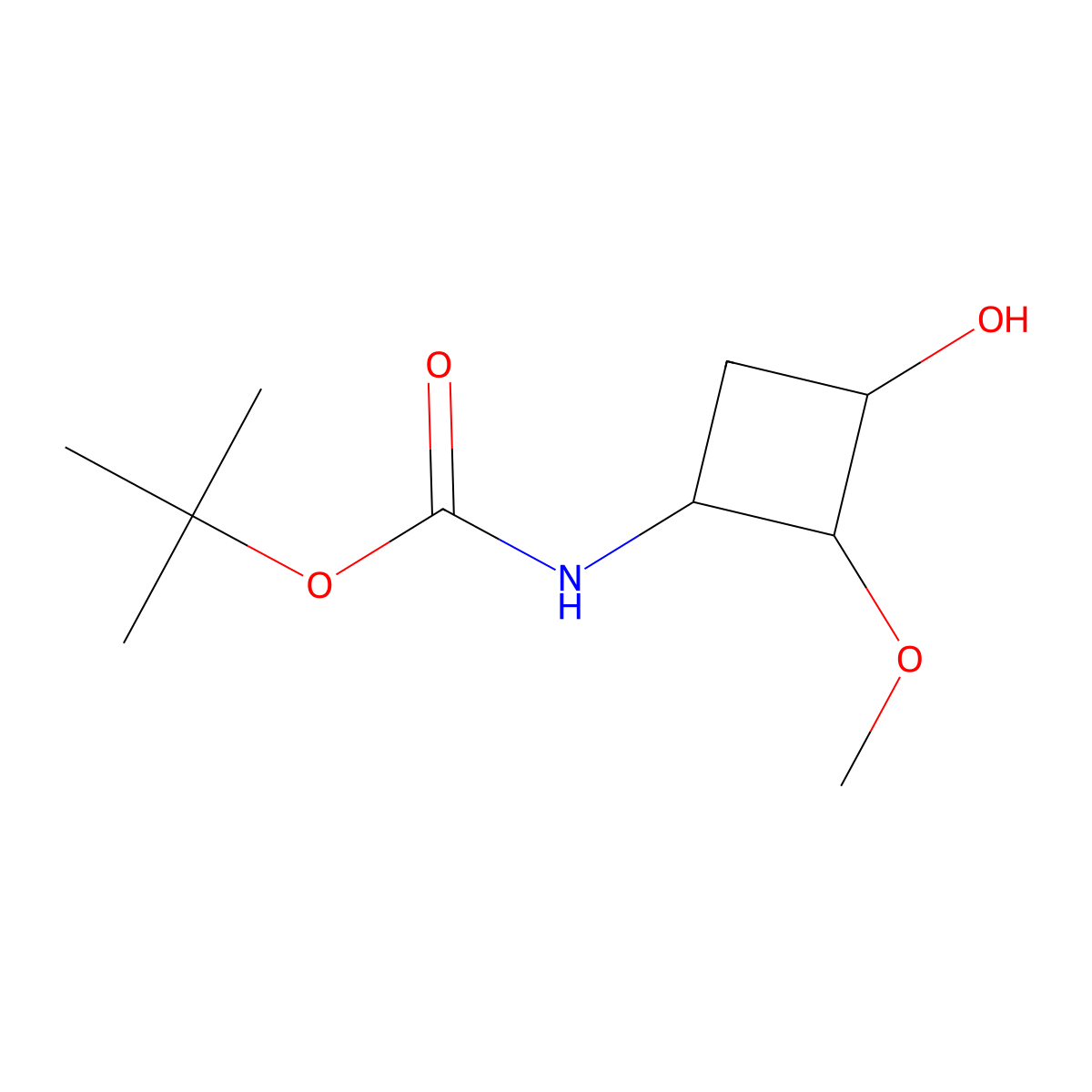 rac-tert-butylN-[(1R,2R,3R)-3-hydroxy-2-methoxycyclobutyl]carbamate molecular structure, CAS 2918775-72-9