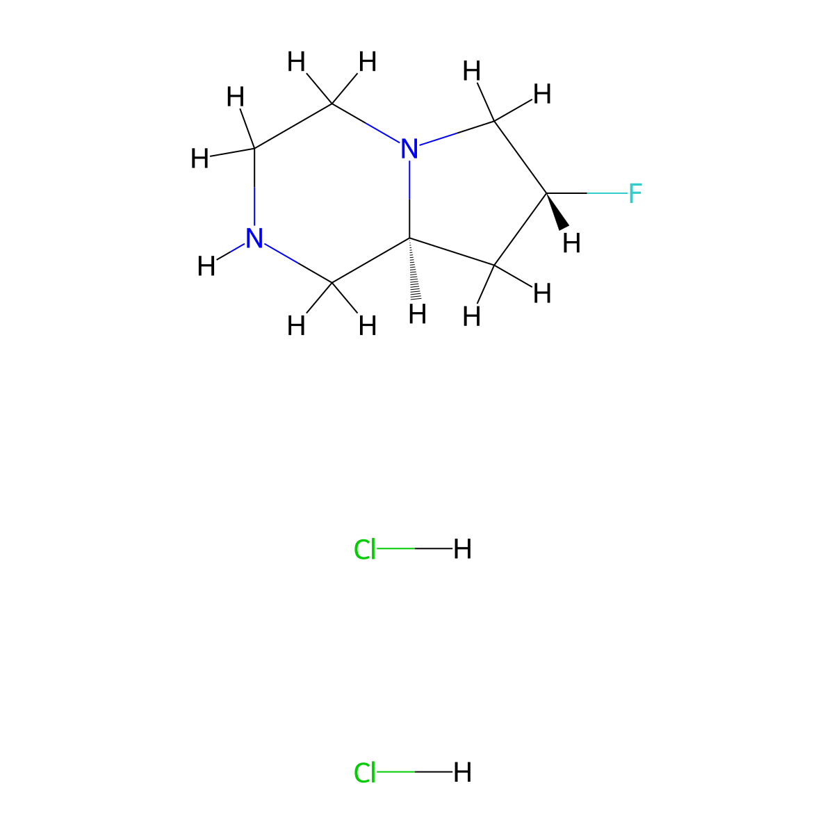 (7R,8AS)-7-fluorooctahydropyrrolo[1,2-a]pyrazine dihydrochloride molecular structure, CAS 2918775-76-3