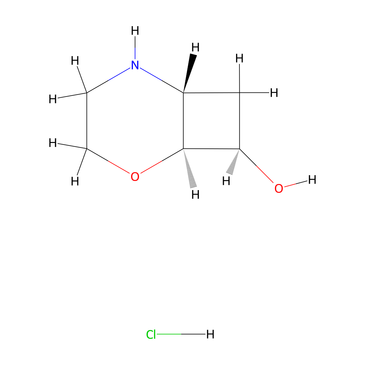 (1S,6R,8R)-2-oxa-5-azabicyclo[4.2.0]octan-8-ol;hydrochloride molecular structure, CAS 2918775-78-5