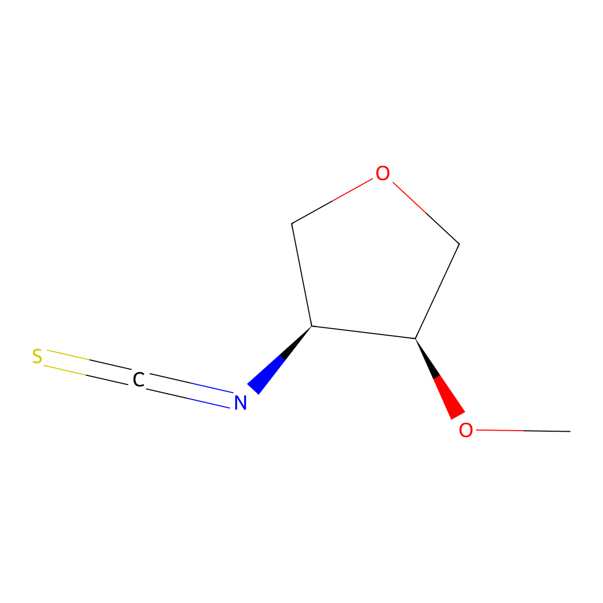 rac-(3R,4R)-3-isothiocyanato-4-methoxyoxolane molecular structure, CAS 2918775-82-1