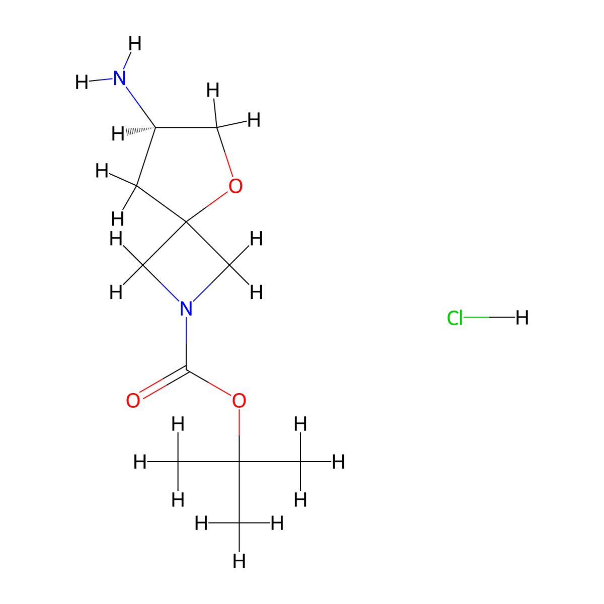 tert-butyl (7R)-7-amino-5-oxa-2-azaspiro[3.4]octane-2-carboxylate;hydrochloride molecular structure, CAS 2918775-86-5