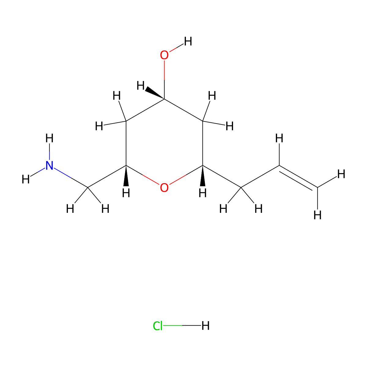 rac-(2R,4S,6R)-2-(aminomethyl)-6-(prop-2-en-1-yl)oxan-4-ol hydrochloride molecular structure, CAS 2918776-02-8