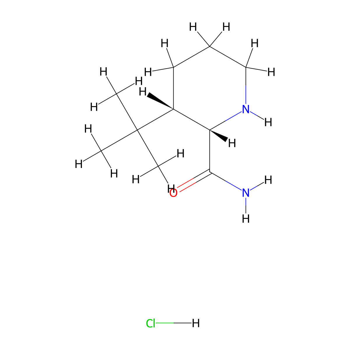rac-(2R,3R)-3-tert-butylpiperidine-2-carboxamide hydrochloride, cis molecular structure, CAS 2918776-04-0