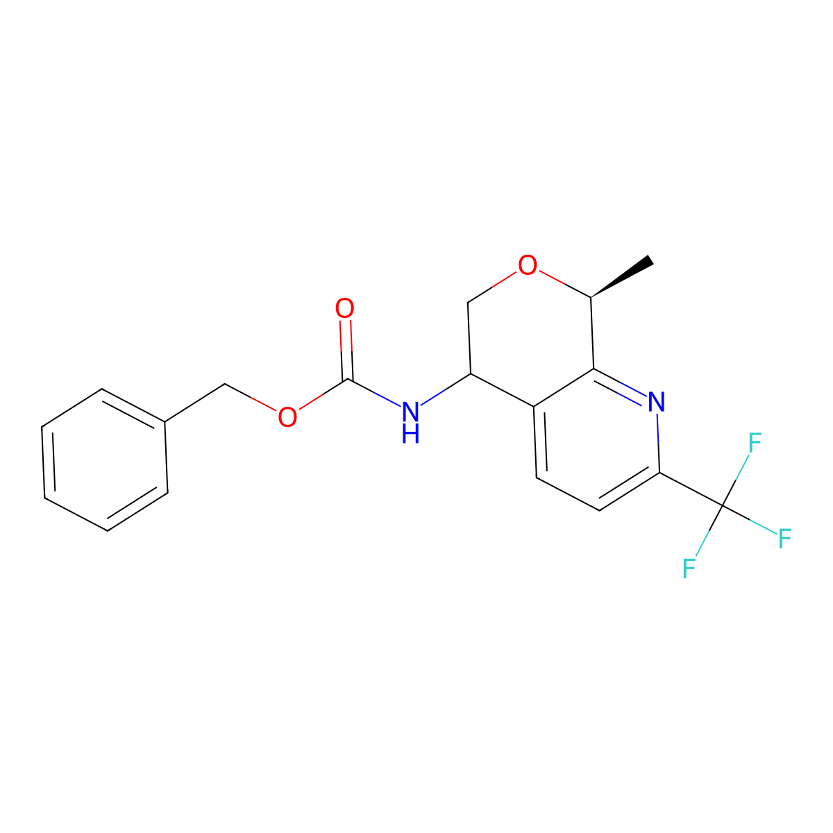 benzyl N-[(8S)-8-methyl-2-(trifluoromethyl)-6,8-dihydro-5H-pyrano[3,4-b]pyridin-5-yl]carbamate molecular structure, CAS 2918778-07-9