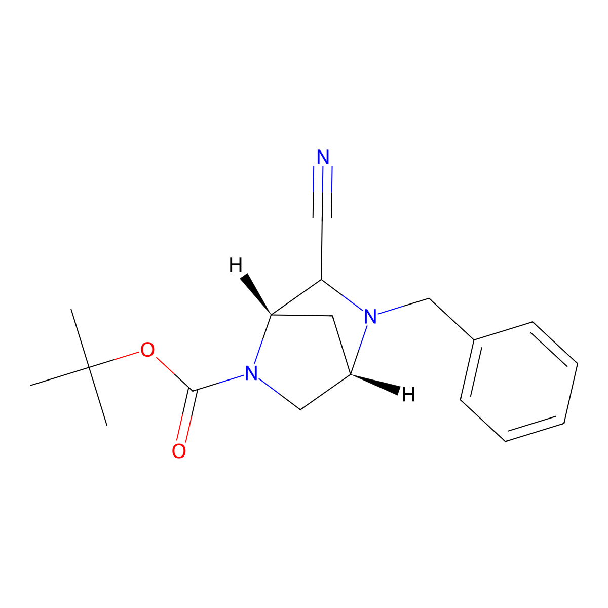 (1S,4S)-Tert-butyl 5-benzyl-6-cyano-2,5-diazabicyclo[2.2.1]heptane-2-carboxylate molecular structure, CAS 2918778-08-0