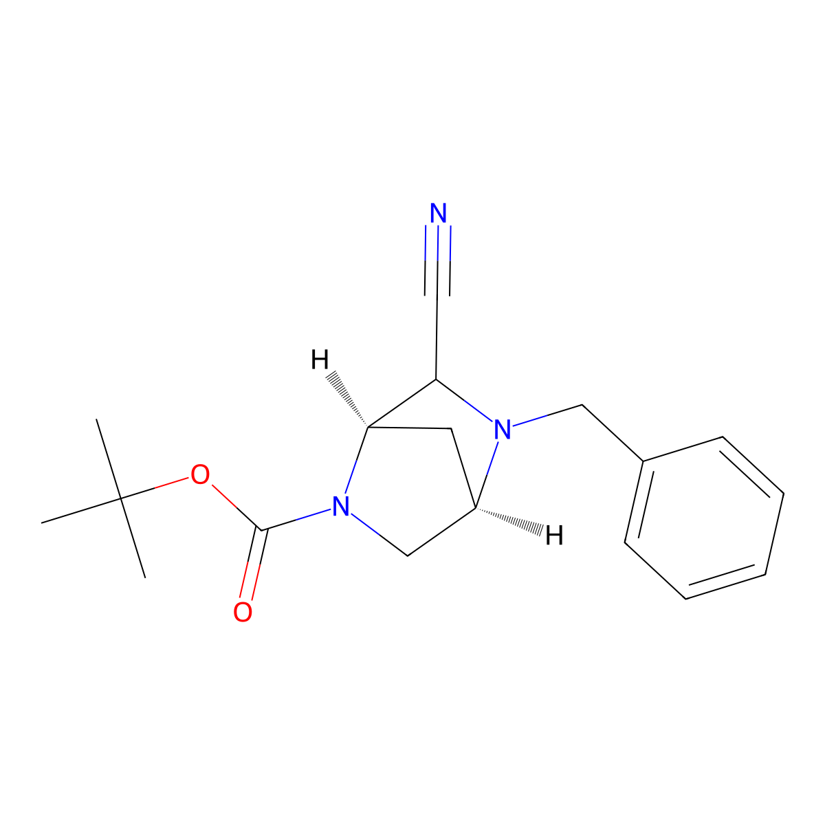 (1R,4R)-Tert-butyl 5-benzyl-6-cyano-2,5-diazabicyclo[2.2.1]heptane-2-carboxylate molecular structure, CAS 2918778-18-2