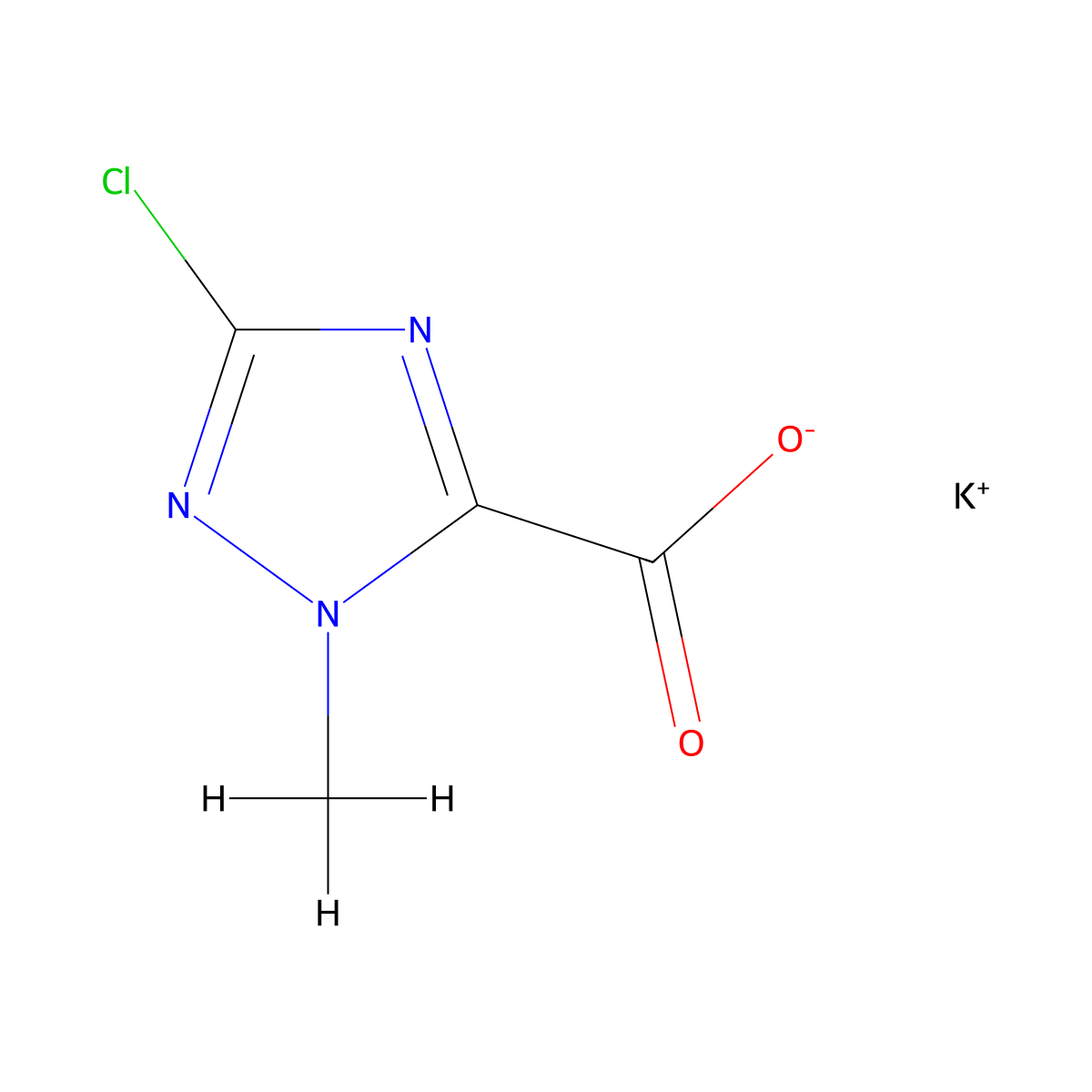 3-Chloro-1-methyl-1H-1,2,4-triaZole-5-carboxylic acid potassium salt molecular structure, CAS 2918778-78-4